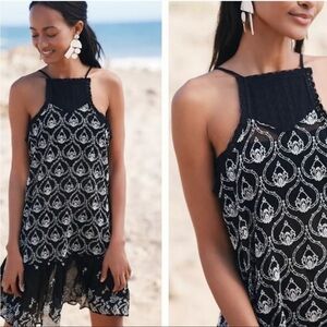 NWT By Anthropologie Sheer Embroidered Mini Dress